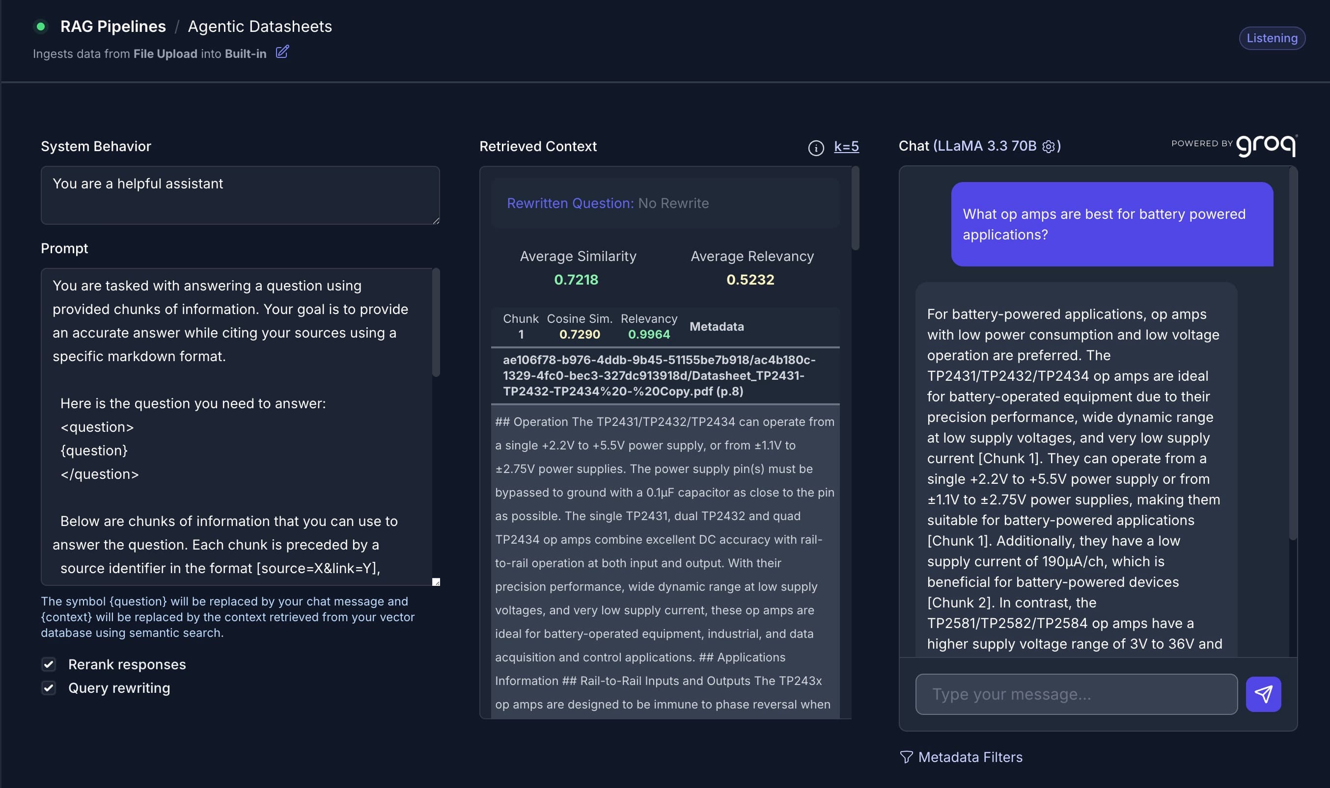 RAG Sandbox interface screenshot